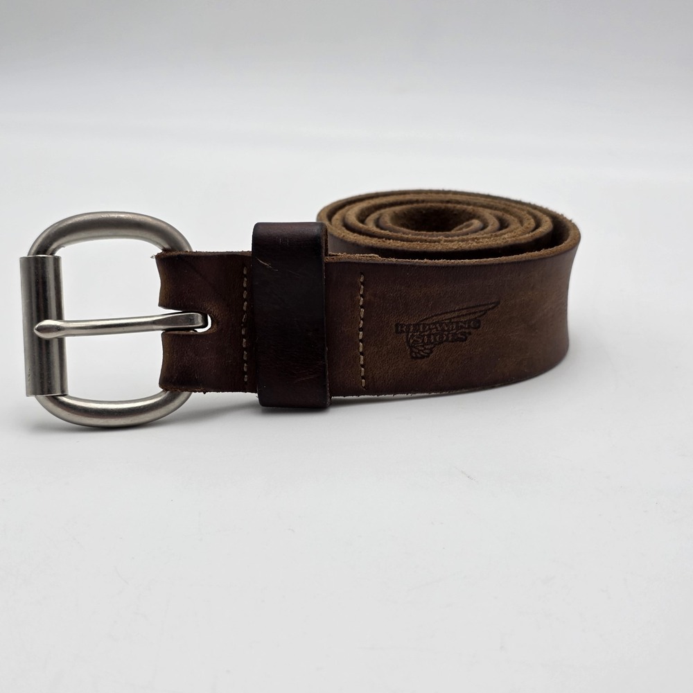 Red Wing Shoes 96546 Brown Leather Belt Mens Size 32 Made in USA Roller Buckle